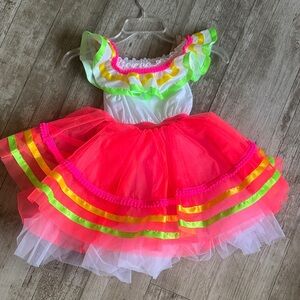 Weissman Neon Pink and Green Kids Dance Costume
